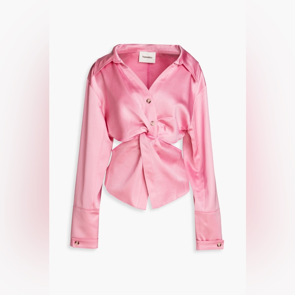 NANUSHKA - Rasha twist-front cutout satin blouse